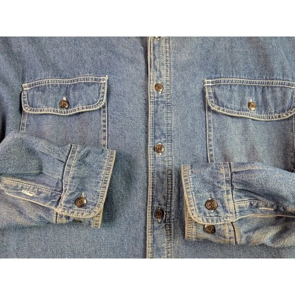 Levi's Denim Chore Jacket Men's XXL Blue Fleece Lined Plaid Heavyweight Shacket - Picture 3 of 8